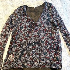 BCBG GENERATION - Multi Color Sheer Long sleeve Top